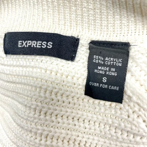 Express white button front shirt dress style Long line sweater cardigan size S - Picture 11 of 11